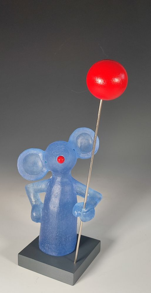Blue Mouse With Red Balloon