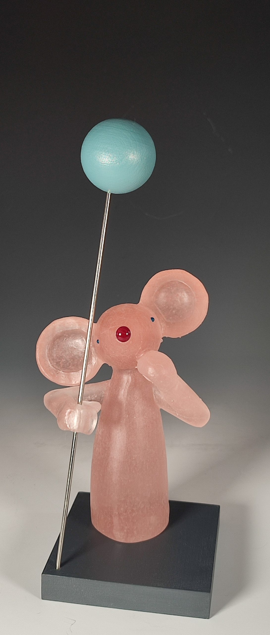 Pink Mouse With Teal Balloon