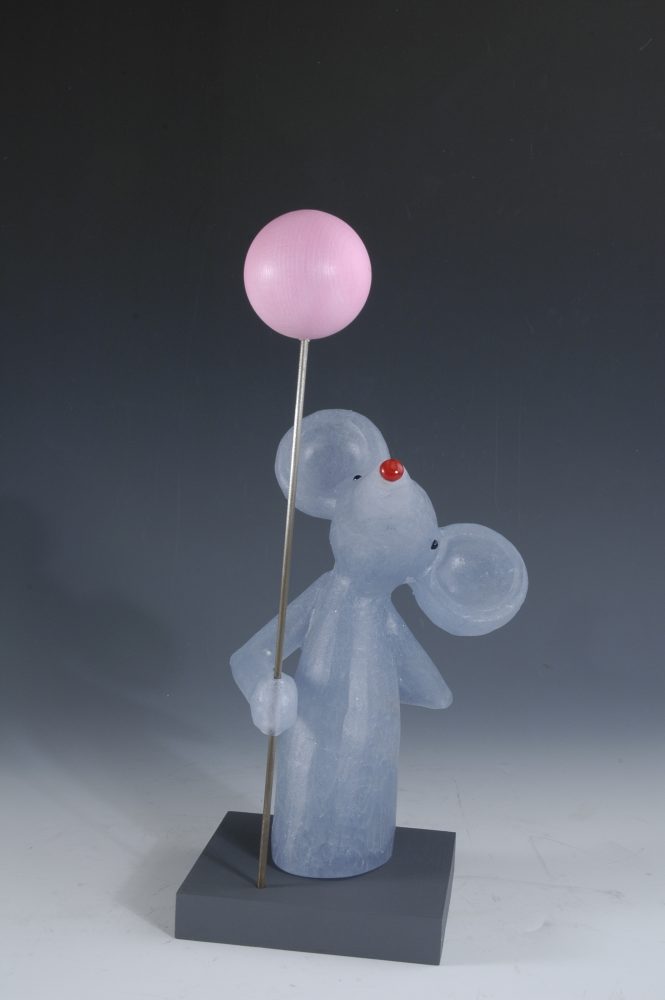 M.Reekie 'Grey Mouse With Pink Balloon' Nov 2021 H31.W15.D15cm