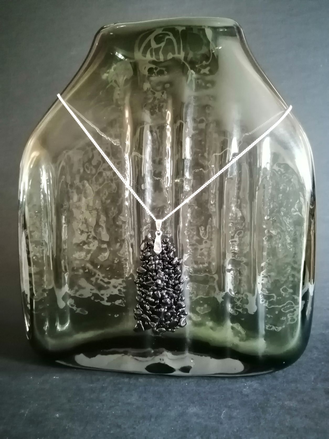 Black Glass pendant and chain