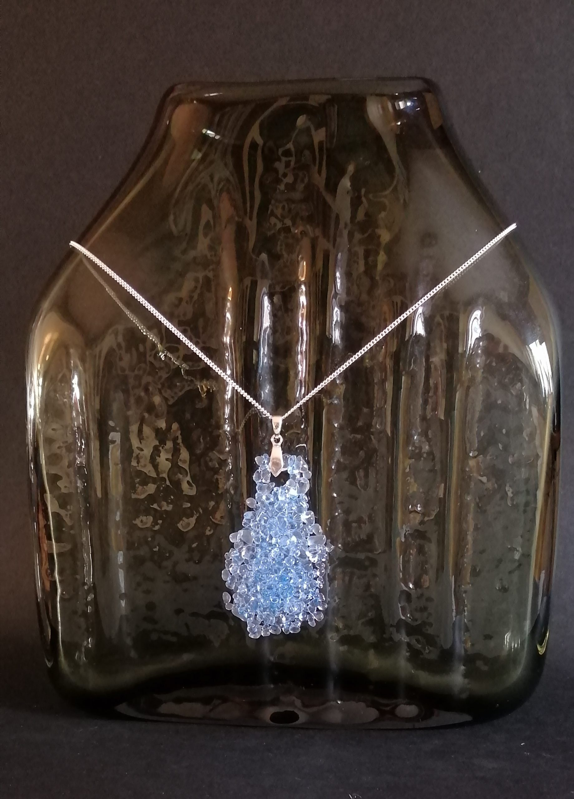 Blue Glass pendant and chain