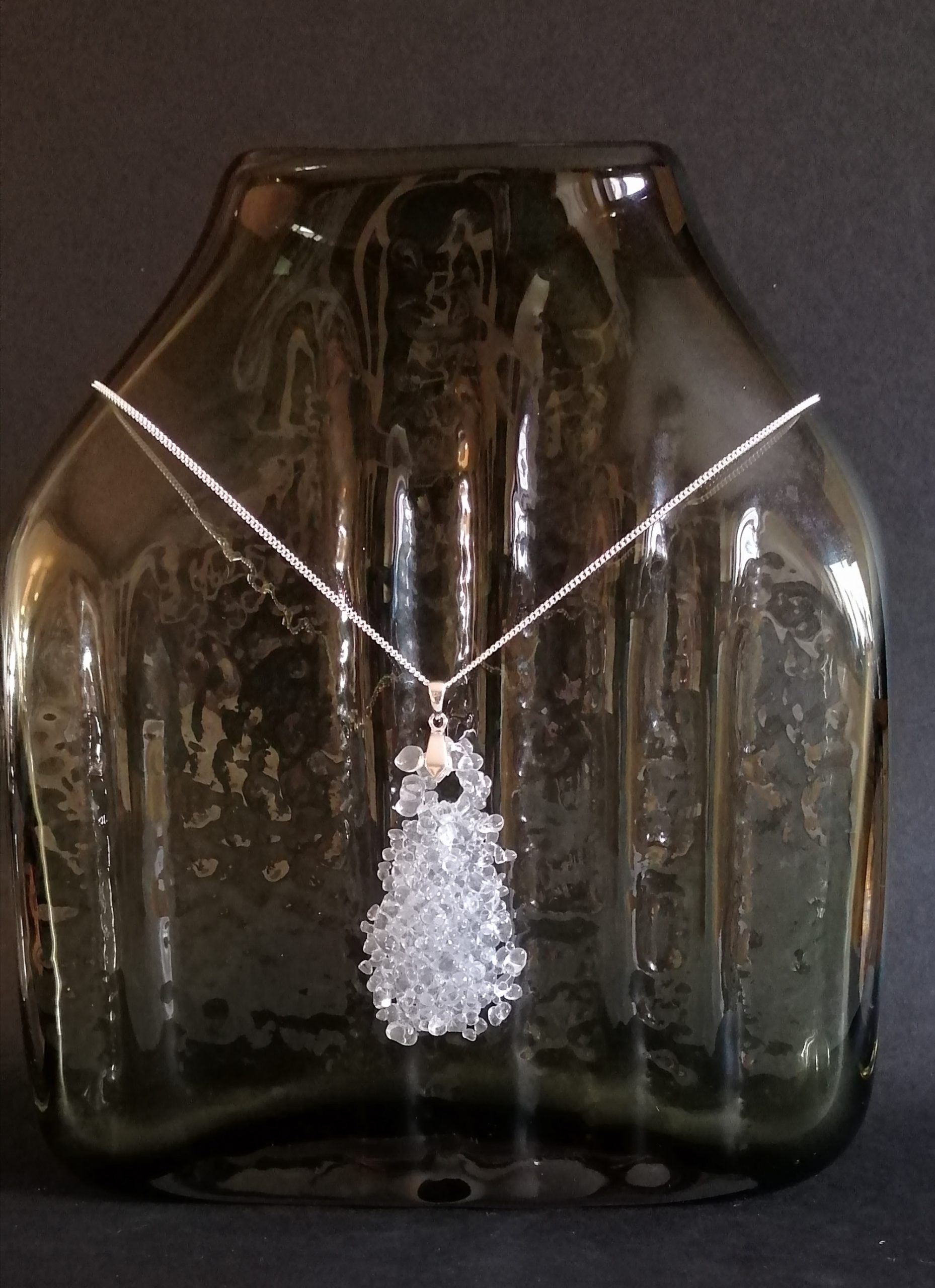 Light Grey Glass pendant and chain