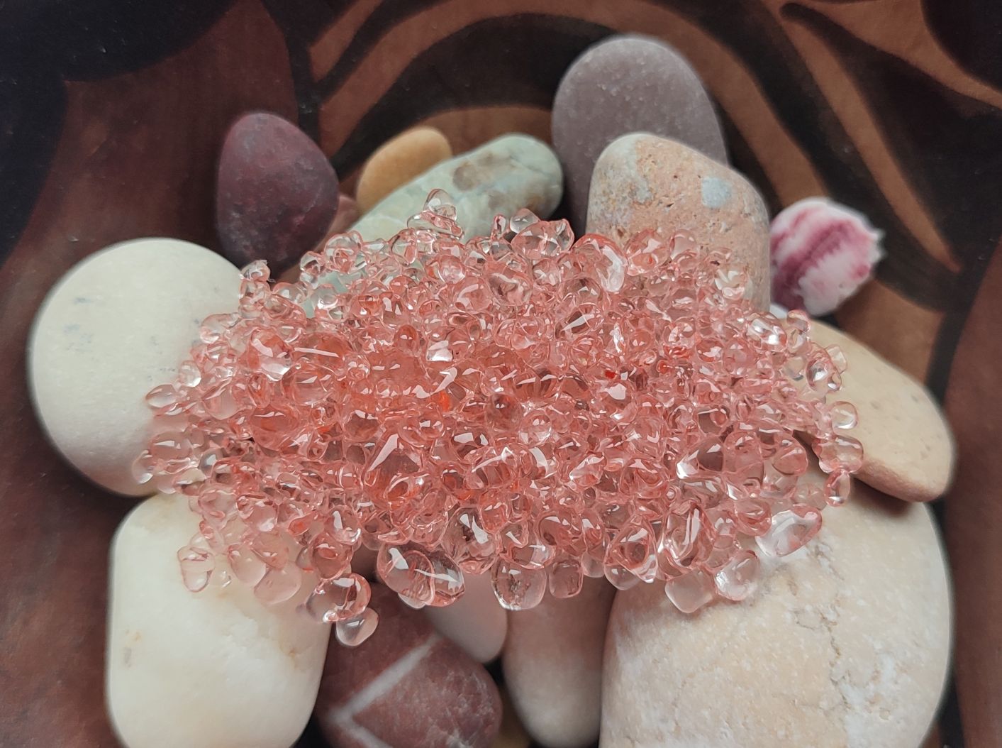 Large Pink Oval Glass Brooch
